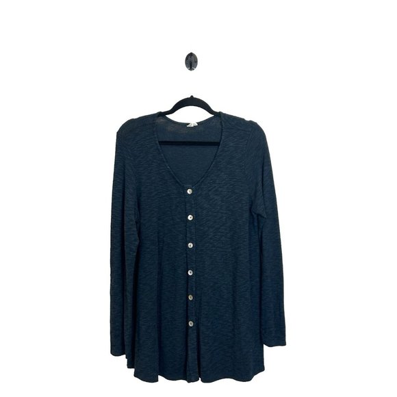 Women’s Et’ Lois Size Large Button Front Oversized Cardigan Top Blue - Picture 1 of 7